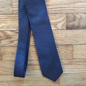 SOLD NWOT Michael Kors 100% Silk Tie - Navy Blue/Metallic Checked Pattern